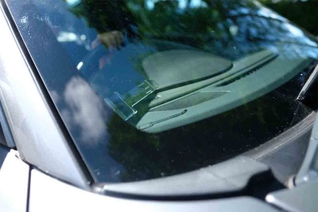 Closeup image of a car windscreen