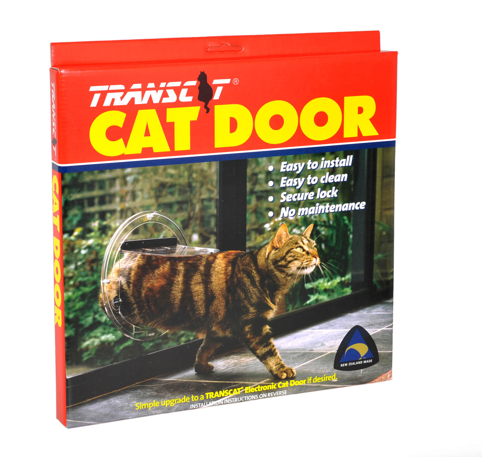 Transcat brand cat door box on white background
